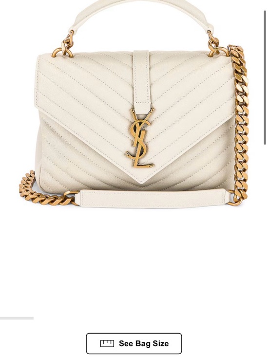 Saint Laurent Cream Quilted Chevron Leather Shoulder Bag with Gold Hardware - Picture 8 of 8